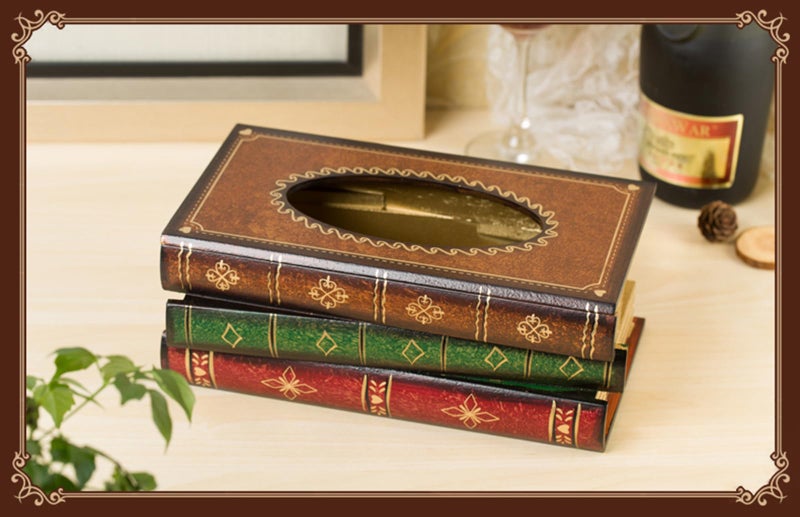 Tosnail Elegant Wooden Antique Book Tissue Holder Dispenser/Novelty Napkin Holder  10.75 x 6.5 x 4 Inches - Image 4